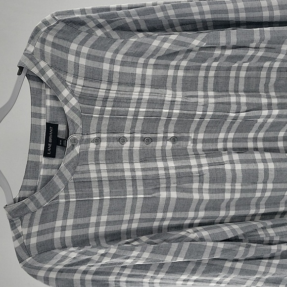 Lane Bryant Gray Checkered Button-Up Shirt - Picture 3 of 15